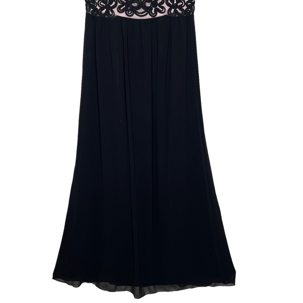 Little Mistress Black Sleeveless Embroidered Illusion Formal Gown Dress Sz 4 NWT - Picture 8 of 16